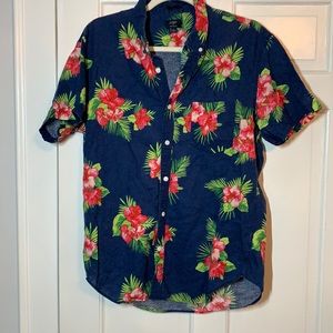 J.Crew Factory Hawaiian Print Button Up Short Sleeve Slim fit Shirt Large men’s